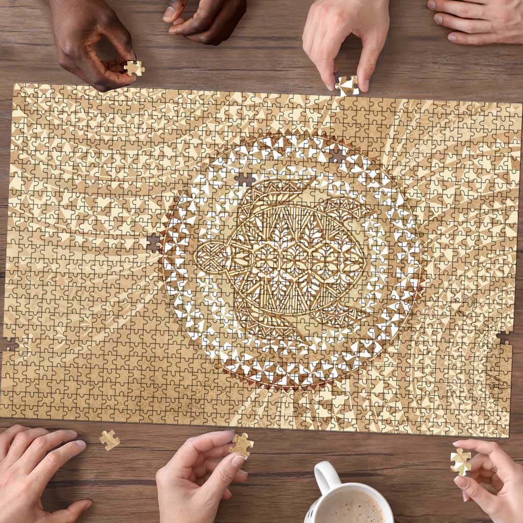 Tonga Ngatu Turtle Puzzle Vintage Tongan Tapa Cloth
