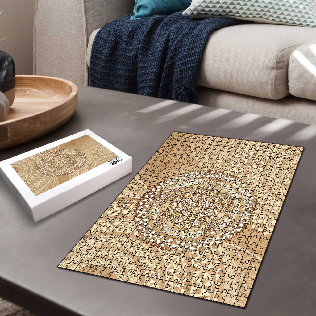 Tonga Ngatu Turtle Puzzle Vintage Tongan Tapa Cloth