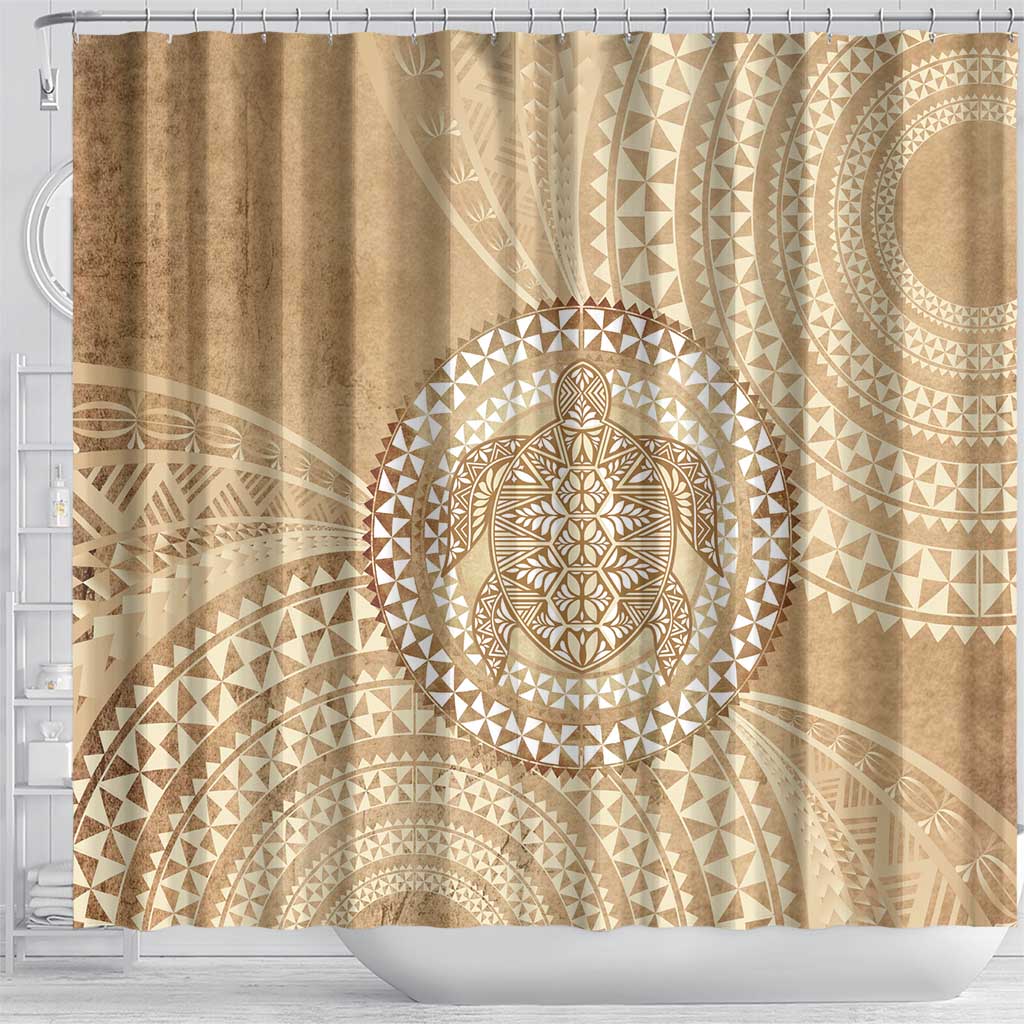 Tonga Ngatu Turtle Shower Curtain Vintage Tongan Tapa Cloth