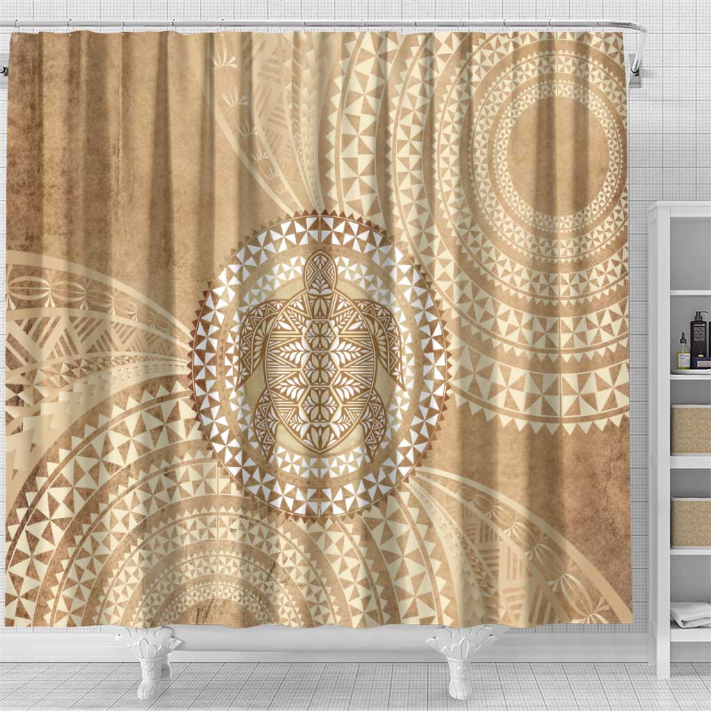 Tonga Ngatu Turtle Shower Curtain Vintage Tongan Tapa Cloth