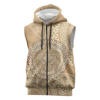 Tonga Ngatu Turtle Sleeveless Zip Hoodie Vintage Tongan Tapa Cloth LT14 Brown - Polynesian Pride