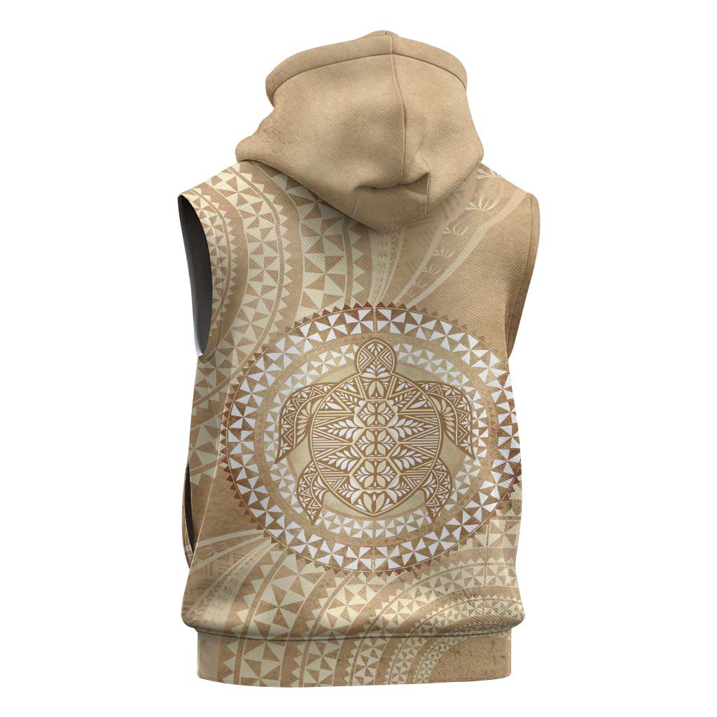 Tonga Ngatu Turtle Sleeveless Zip Hoodie Vintage Tongan Tapa Cloth LT14 - Polynesian Pride