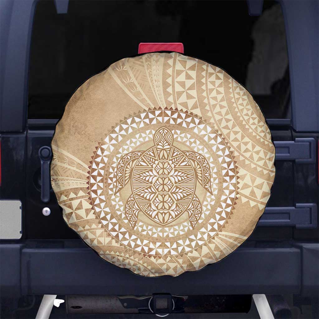 Tonga Ngatu Turtle Spare Tire Cover Vintage Tongan Tapa Cloth LT14 No hole Brown - Polynesian Pride