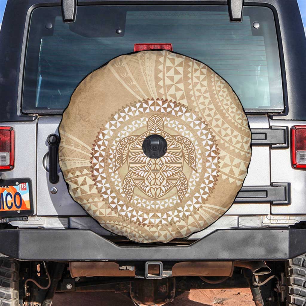 Tonga Ngatu Turtle Spare Tire Cover Vintage Tongan Tapa Cloth LT14 Brown - Polynesian Pride