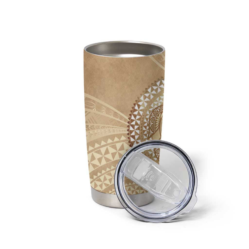 Tonga Ngatu Turtle Tumbler Cup Vintage Tongan Tapa Cloth