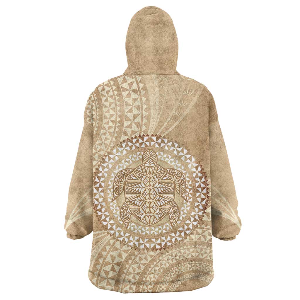 Tonga Ngatu Turtle Wearable Blanket Hoodie Vintage Tongan Tapa Cloth