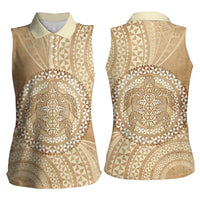 Tonga Ngatu Turtle Women Sleeveless Polo Shirt Vintage Tongan Tapa Cloth