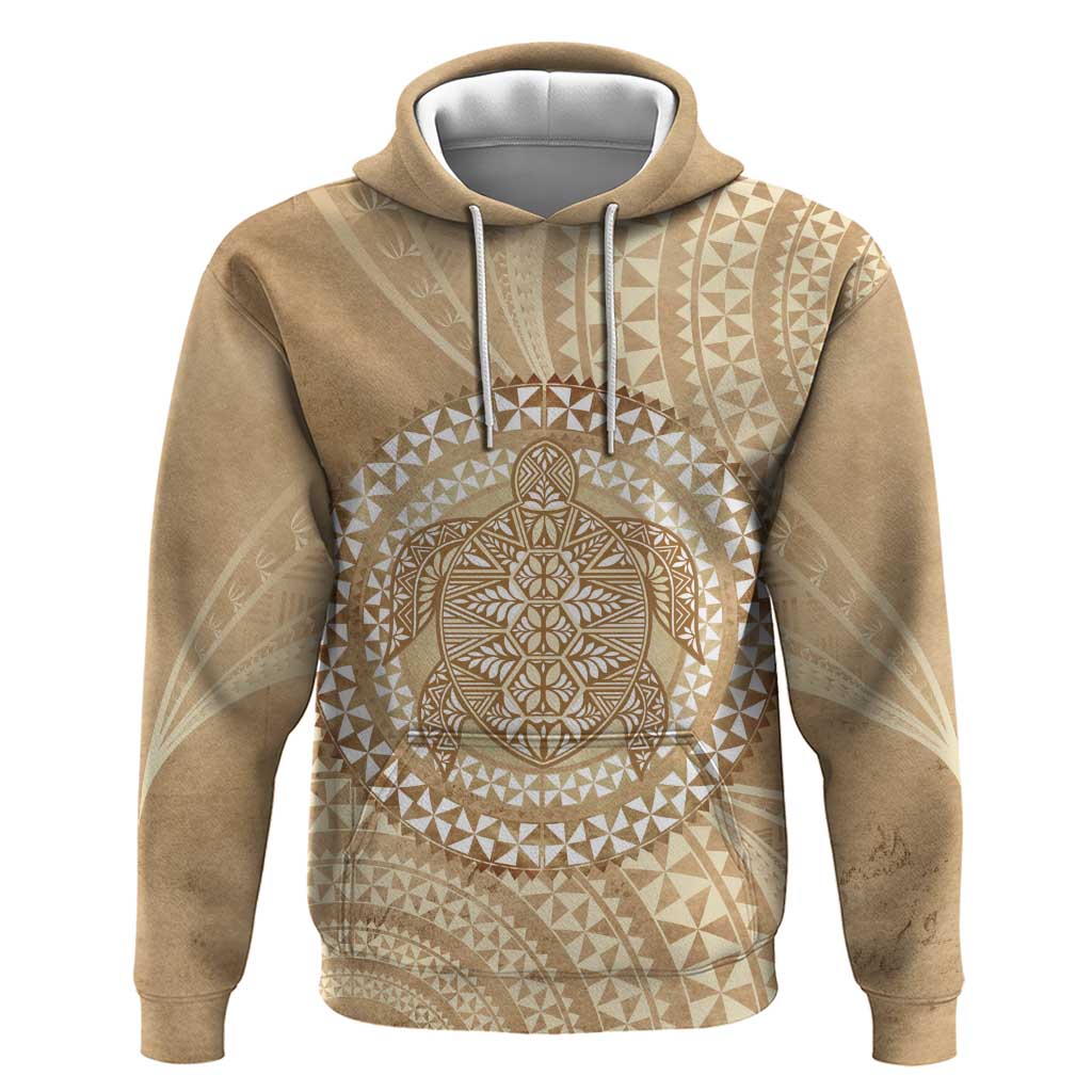 Tonga Ngatu Turtle Zip Hoodie Vintage Tongan Tapa Cloth