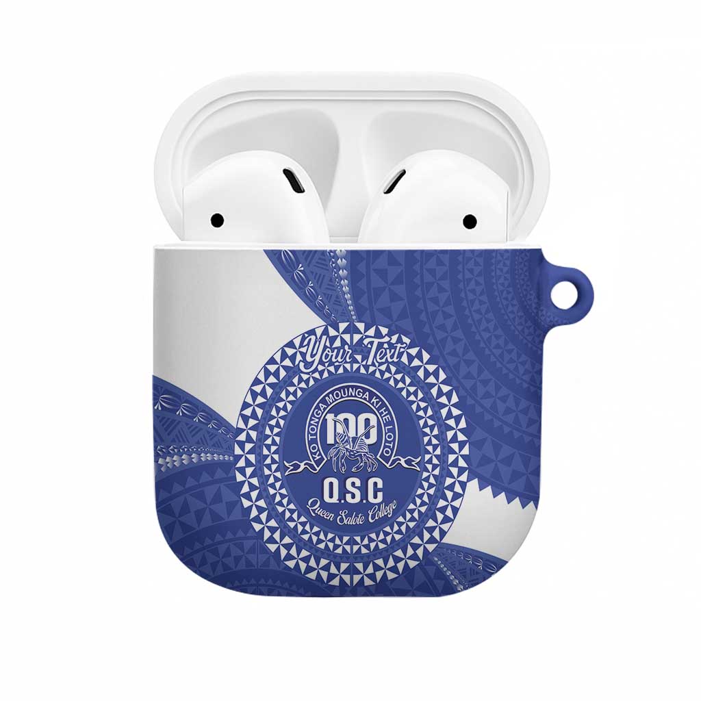 Queen Salote College 100th Anniversary Personalized AirPods Case Est 1926 Kolisi Fefine Tongan Ngatu Pattern LT14 Blue - Polynesian Pride