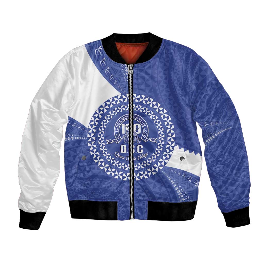 Queen Salote College 100th Anniversary Personalized Bomber Jacket Est 1926 Kolisi Fefine Tongan Ngatu Pattern