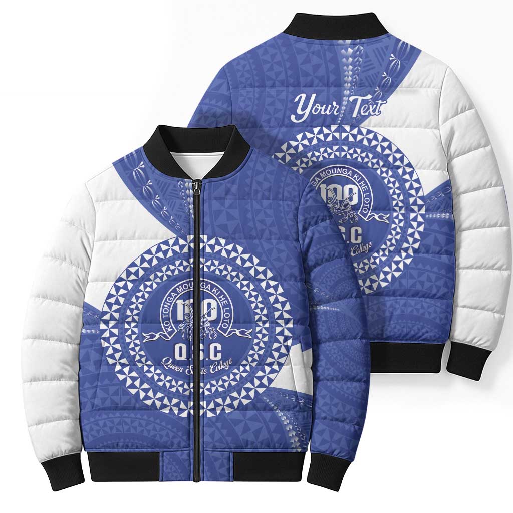 Queen Salote College 100th Anniversary Personalized Bomber Puffer Jacket Est 1926 Kolisi Fefine Tongan Ngatu Pattern