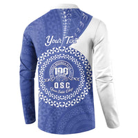 Queen Salote College 100th Anniversary Personalized Button Sweatshirt Est 1926 Kolisi Fefine Tongan Ngatu Pattern