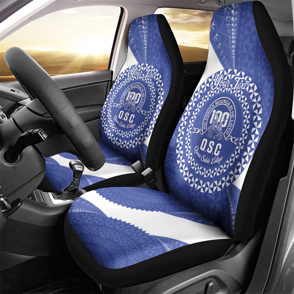 Queen Salote College 100th Anniversary Personalized Car Seat Cover Est 1926 Kolisi Fefine Tongan Ngatu Pattern