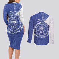 Queen Salote College 100th Anniversary Personalized Couples Matching Long Sleeve Bodycon Dress and Long Sleeve Button Shirt Est 1926 Kolisi Fefine Tongan Ngatu Pattern