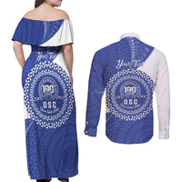 Queen Salote College 100th Anniversary Personalized Couples Matching Off Shoulder Maxi Dress and Long Sleeve Button Shirt Est 1926 Kolisi Fefine Tongan Ngatu Pattern