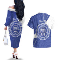 Queen Salote College 100th Anniversary Personalized Couples Matching Off The Shoulder Long Sleeve Dress and Hawaiian Shirt Est 1926 Kolisi Fefine Tongan Ngatu Pattern