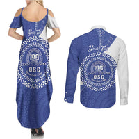 Queen Salote College 100th Anniversary Personalized Couples Matching Summer Maxi Dress and Long Sleeve Button Shirt Est 1926 Kolisi Fefine Tongan Ngatu Pattern