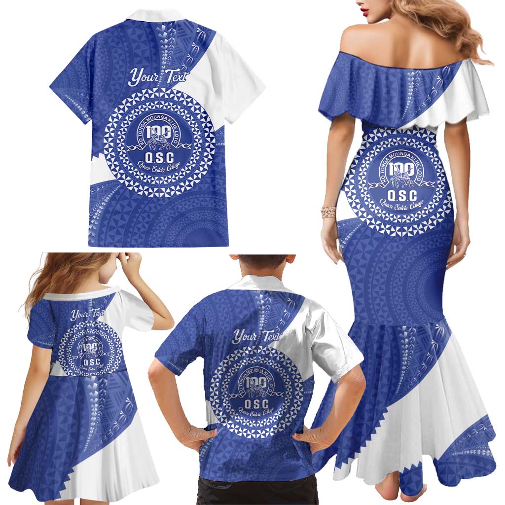 Queen Salote College 100th Anniversary Personalized Family Matching Mermaid Dress and Hawaiian Shirt Est 1926 Kolisi Fefine Tongan Ngatu Pattern