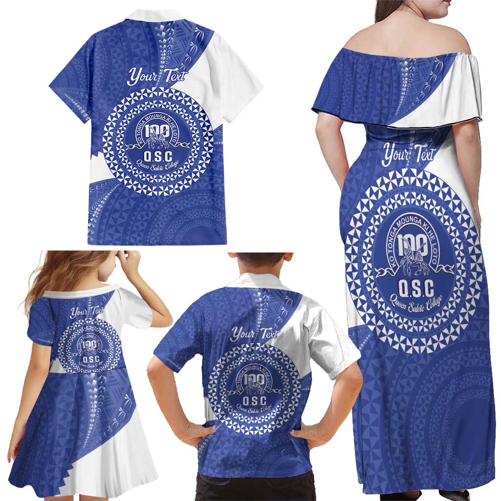 Queen Salote College 100th Anniversary Personalized Family Matching Off Shoulder Maxi Dress and Hawaiian Shirt Est 1926 Kolisi Fefine Tongan Ngatu Pattern