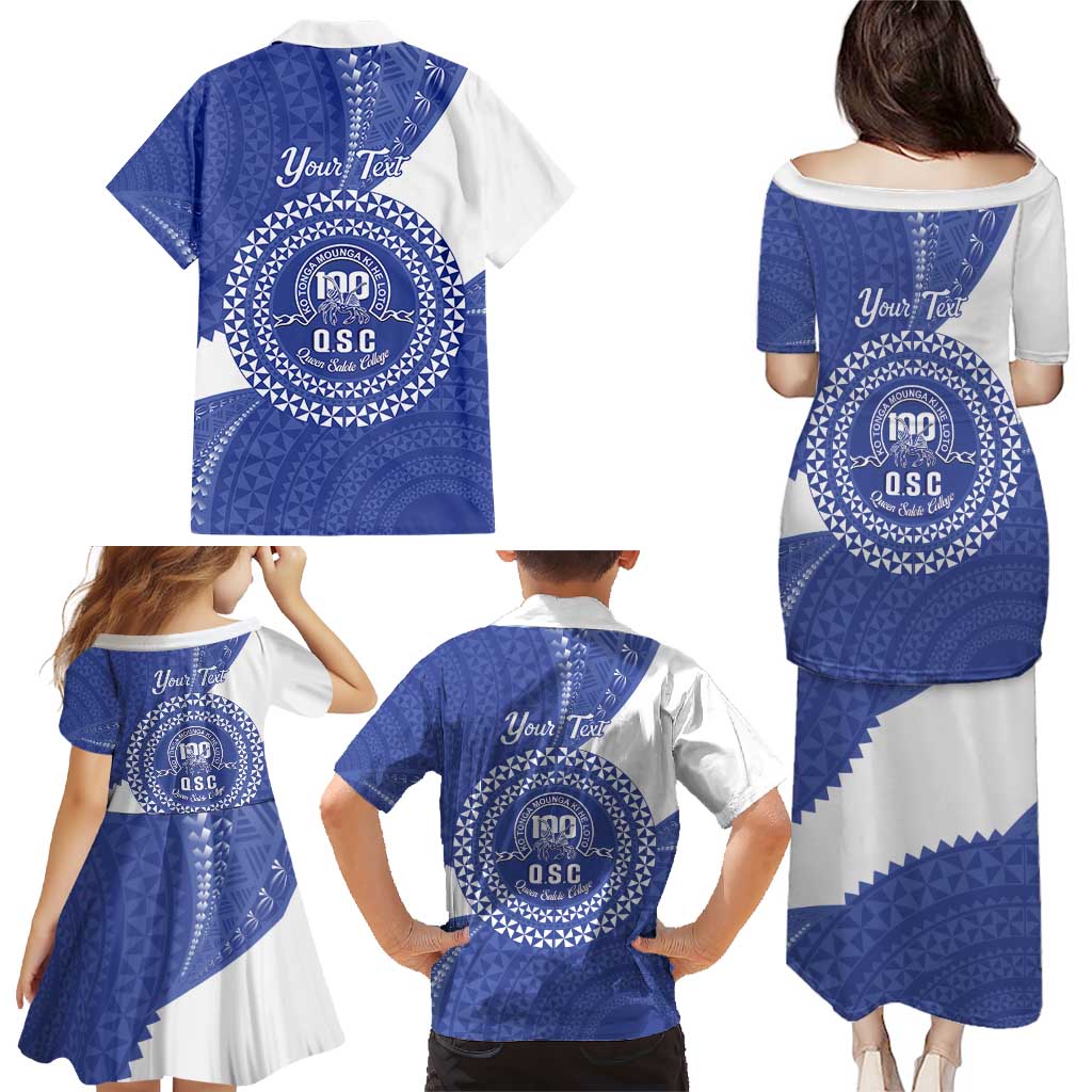 Queen Salote College 100th Anniversary Personalized Family Matching Puletasi and Hawaiian Shirt Est 1926 Kolisi Fefine Tongan Ngatu Pattern