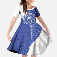 Queen Salote College 100th Anniversary Personalized Kid Short Sleeve Dress Est 1926 Kolisi Fefine Tongan Ngatu Pattern