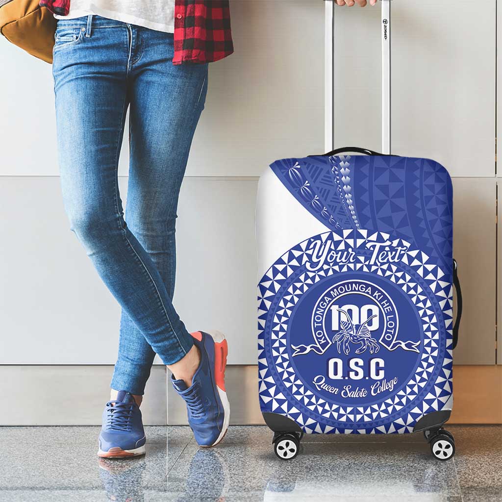 Queen Salote College 100th Anniversary Personalized Luggage Cover Est 1926 Kolisi Fefine Tongan Ngatu Pattern