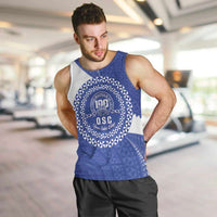 Queen Salote College 100th Anniversary Personalized Men Tank Top Est 1926 Kolisi Fefine Tongan Ngatu Pattern LT14 Blue - Polynesian Pride