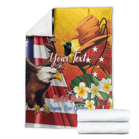 Personalised United States And Papua New Guinea Blanket USA Eagle With PNG Bird Of Paradise