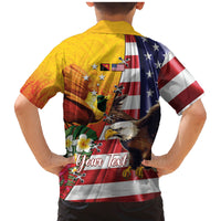 Personalised United States And Papua New Guinea Family Matching Mermaid Dress and Hawaiian Shirt USA Eagle With PNG Bird Of Paradise