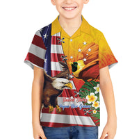 Personalised United States And Papua New Guinea Family Matching Puletasi and Hawaiian Shirt USA Eagle With PNG Bird Of Paradise