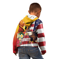 Personalised United States And Papua New Guinea Kid Hoodie USA Eagle With PNG Bird Of Paradise