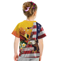 Personalised United States And Papua New Guinea Kid T Shirt USA Eagle With PNG Bird Of Paradise