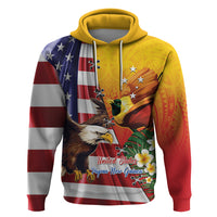 Personalised United States And Papua New Guinea Zip Hoodie USA Eagle With PNG Bird Of Paradise