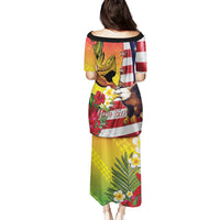 Personalised United States And Hawaii Family Matching Puletasi and Hawaiian Shirt USA Eagle With Hawaiian Shark Tattoo