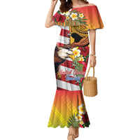 Personalised United States And Hawaii Mermaid Dress USA Eagle With Hawaiian Shark Tattoo