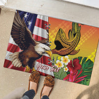 Personalised United States And Hawaii Rubber Doormat USA Eagle With Hawaiian Shark Tattoo LT14 - Polynesian Pride
