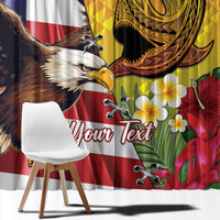 Personalised United States And Hawaii Window Curtain USA Eagle With Hawaiian Shark Tattoo