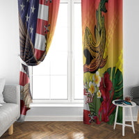 Personalised United States And Hawaii Window Curtain USA Eagle With Hawaiian Shark Tattoo