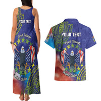 Personalised United States And Cook Islands Couples Matching Tank Maxi Dress and Hawaiian Shirt USA Eagle Mix Polynesian Pattern LT14 - Polynesian Pride