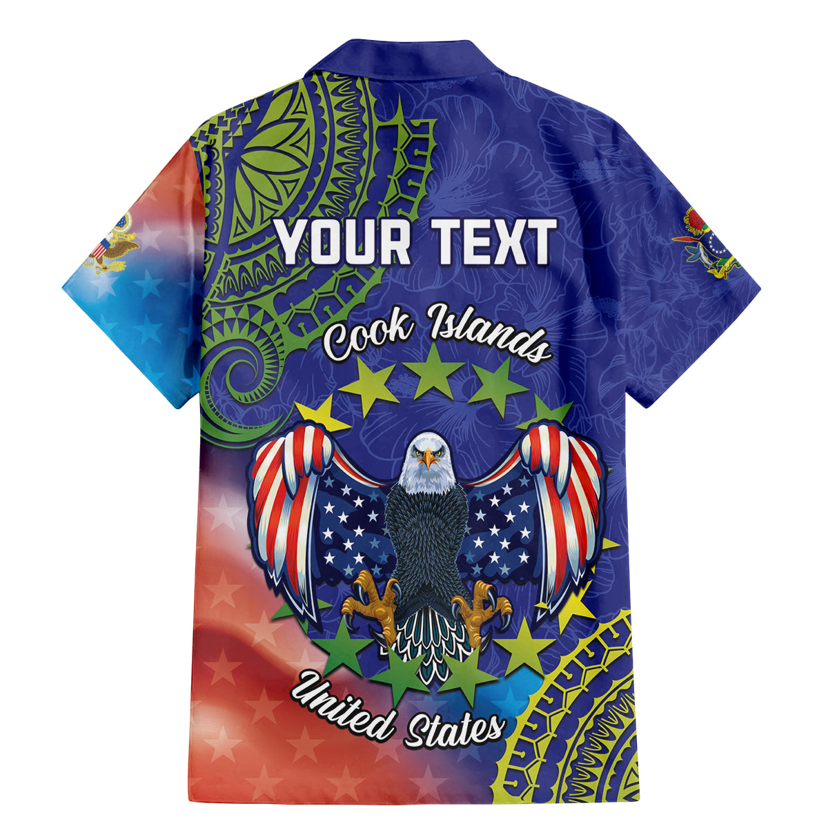 Personalised United States And Cook Islands Family Matching Mermaid Dress and Hawaiian Shirt USA Eagle Mix Polynesian Pattern