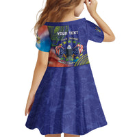 Personalised United States And Cook Islands Family Matching Off Shoulder Short Dress and Hawaiian Shirt USA Eagle Mix Polynesian Pattern