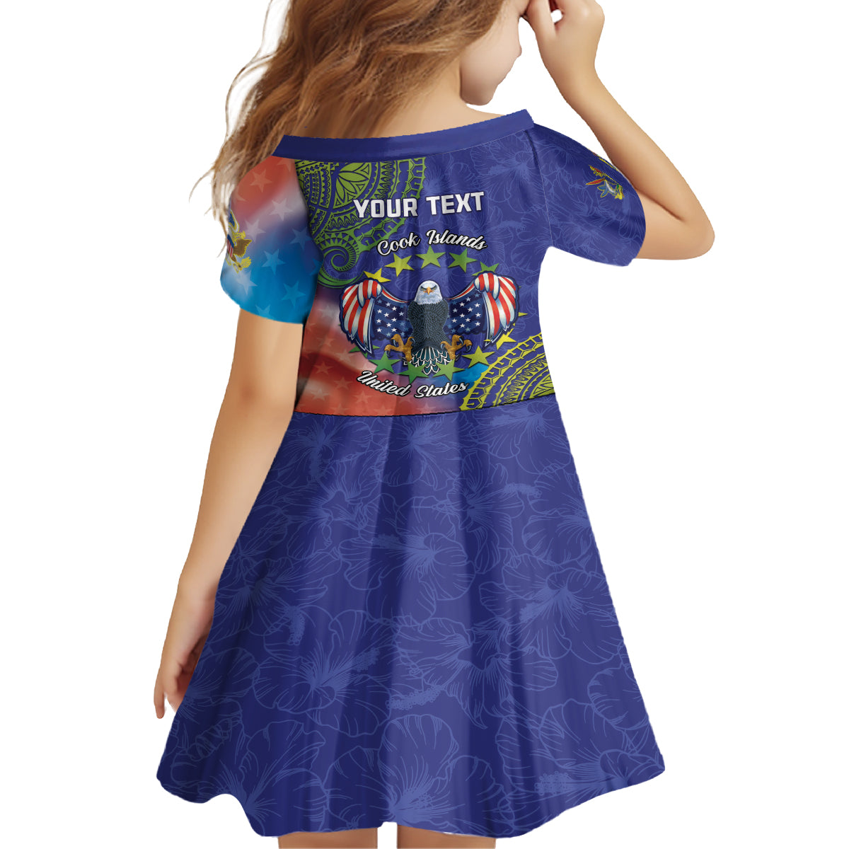 Personalised United States And Cook Islands Family Matching Tank Maxi Dress and Hawaiian Shirt USA Eagle Mix Polynesian Pattern
