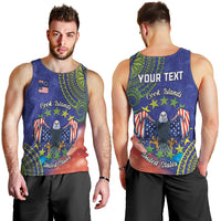 Personalised United States And Cook Islands Men Tank Top USA Eagle Mix Polynesian Pattern