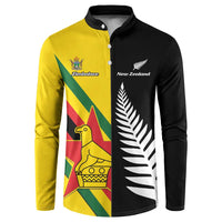 Custom New Zealand and Zimbabwe Button Sweatshirt NZ Fern Zim Flag Half Style