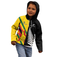 Custom New Zealand and Zimbabwe Kid Hoodie NZ Fern Zim Flag Half Style