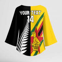 Custom New Zealand and Zimbabwe Kimono Sleeve Blouse NZ Fern Zim Flag Half Style