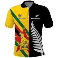 Custom New Zealand and Zimbabwe Polo Shirt NZ Fern Zim Flag Half Style