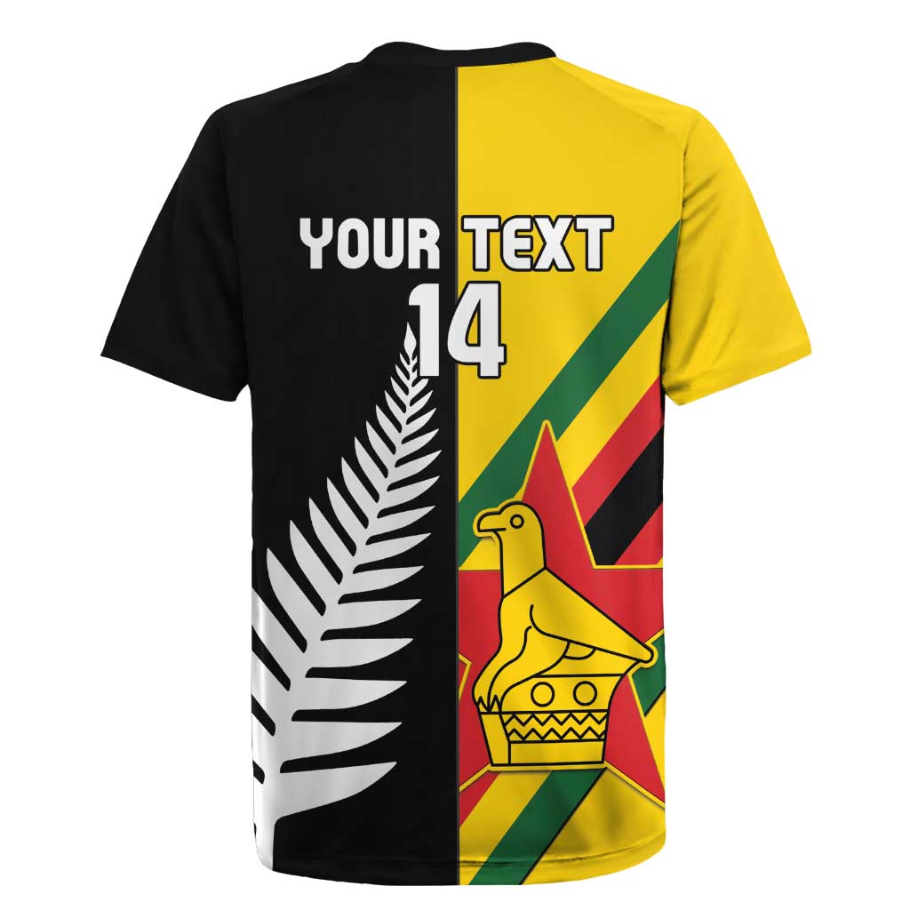 Custom New Zealand and Zimbabwe Rugby Jersey NZ Fern Zim Flag Half Style LT14 - Polynesian Pride