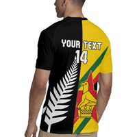 Custom New Zealand and Zimbabwe Rugby Jersey NZ Fern Zim Flag Half Style LT14 - Polynesian Pride