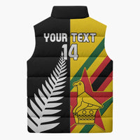 Custom New Zealand and Zimbabwe Sleeveless Puffer Jacket NZ Fern Zim Flag Half Style LT14 - Polynesian Pride
